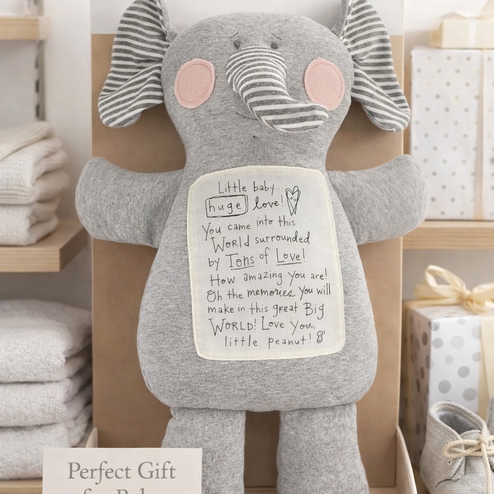 DEMDACO Tons of Love Elephant Grey Stripe 20 inch Polyester Plush Fabric Figure